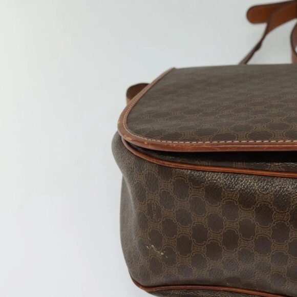 CELINE Macadam Canvas Shoulder Bag PVC Leather Brown Gold Auth bs25678 - Picture 11 of 16